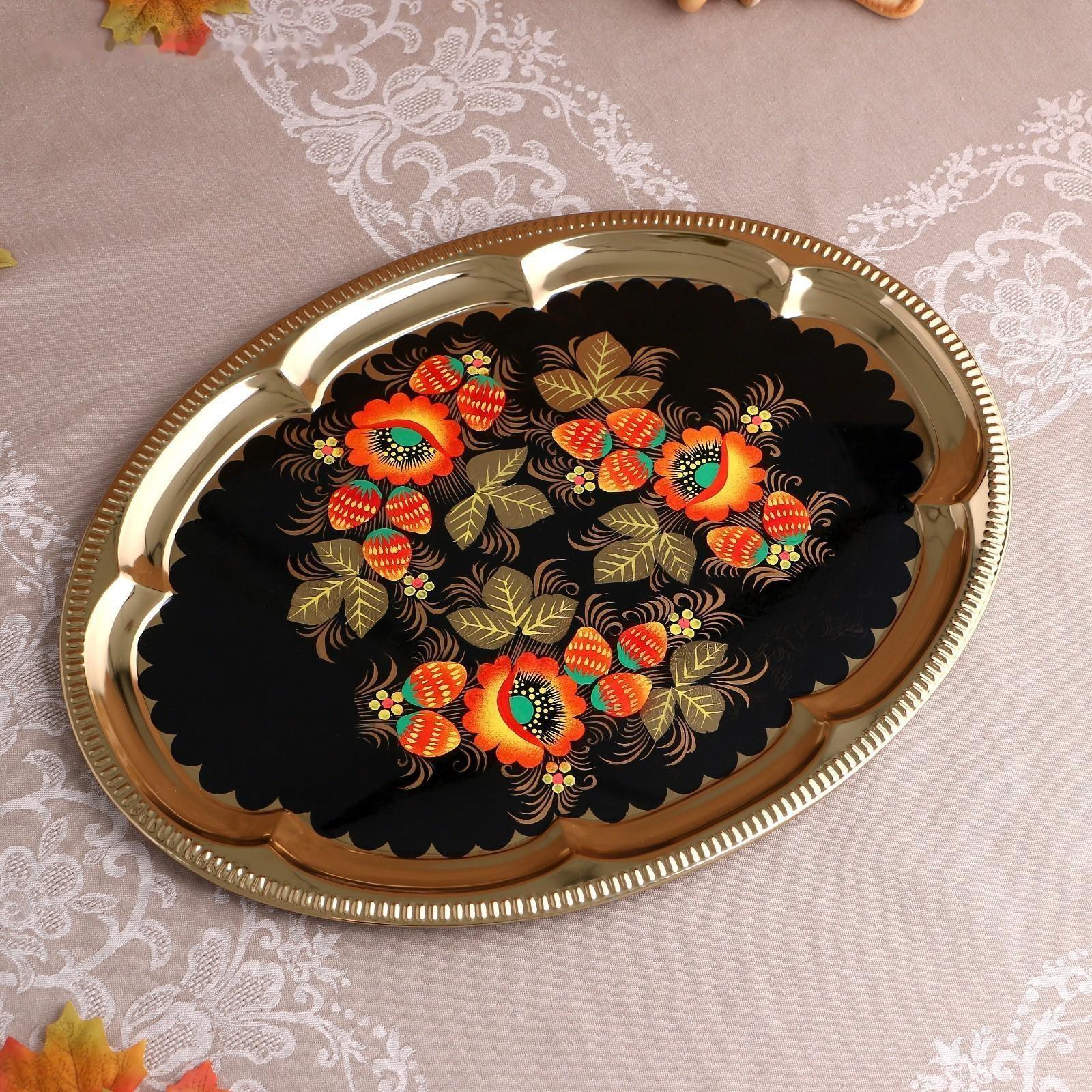 Набор «Маки», жёлудь, 3 предмета, самовар 3 л, заварочный чайник 0,7 л, поднос