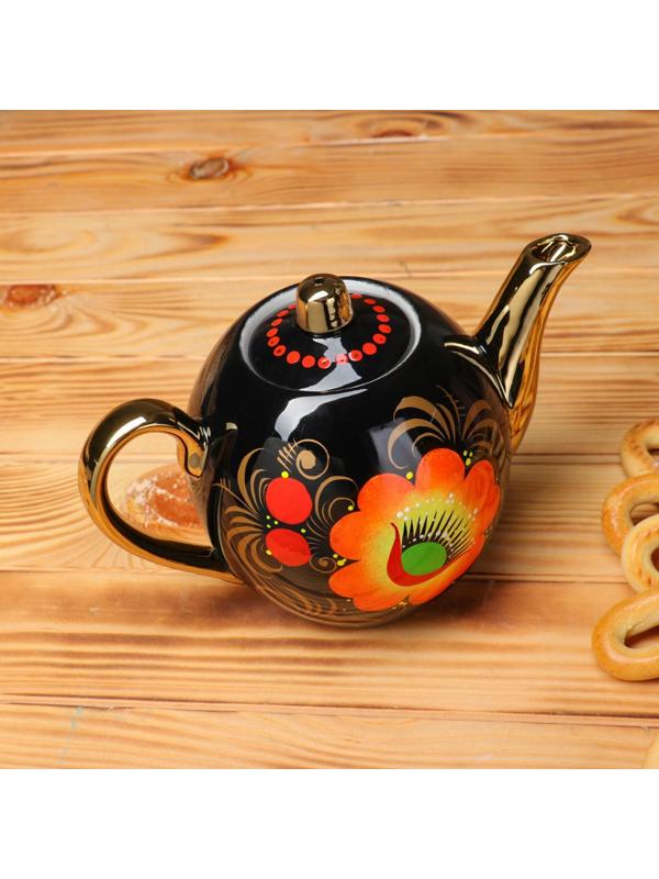 Набор «Маки», жёлудь, 3 предмета, самовар 3 л, заварочный чайник 0,7 л, поднос