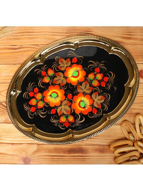 Набор «Маки», жёлудь, 3 предмета, самовар 3 л, заварочный чайник 0,7 л, поднос