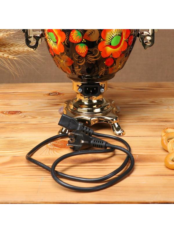 Набор «Маки», жёлудь, 3 предмета, самовар 3 л, заварочный чайник 0,7 л, поднос