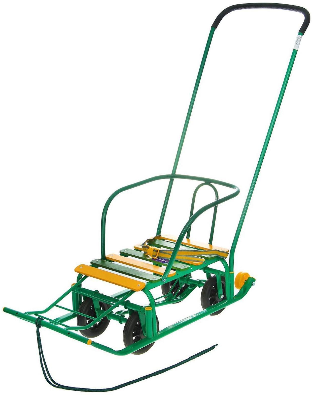 Санки «Тимка 5 универсал» с толкателем, цвет зелёный