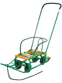 Санки «Тимка 5 универсал» с толкателем, цвет зелёный