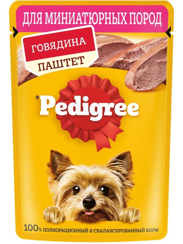 Влажный корм Pedigree для собак мелких пород , паштет говядина, пауч, 80 г