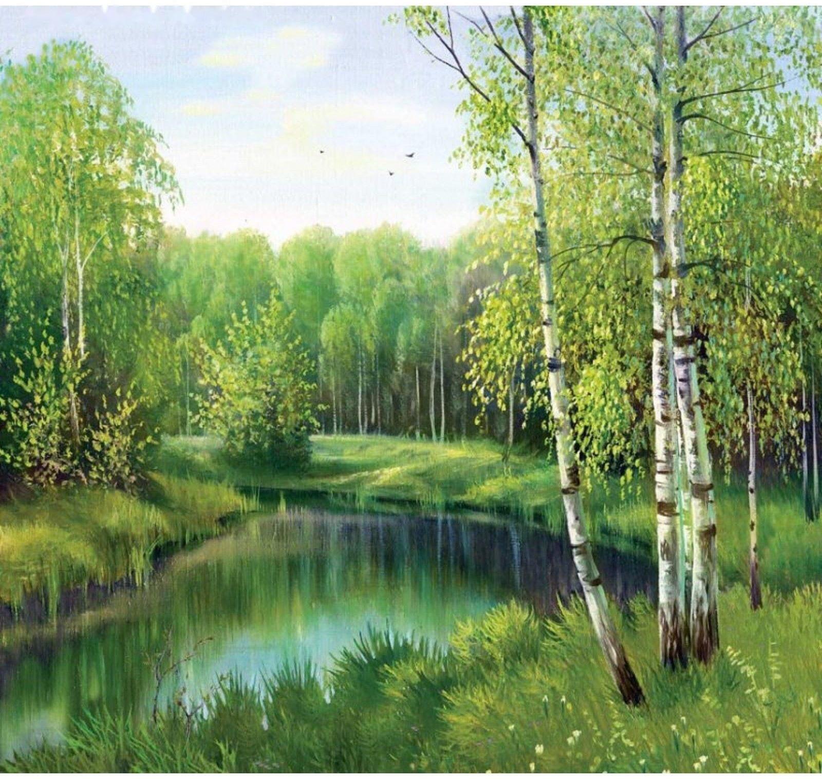 Фотообои У тихой речки ЛЮКС 2,04х1,94 м (из 6 листов)