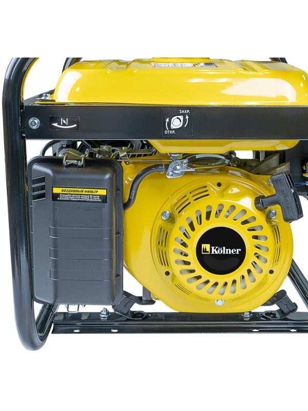 Генератор  бензиновый Kolner KGEG 3000, 4Т, 3 кВт, 7 л.с, 15 л, 2х220/12 В, ручной старт