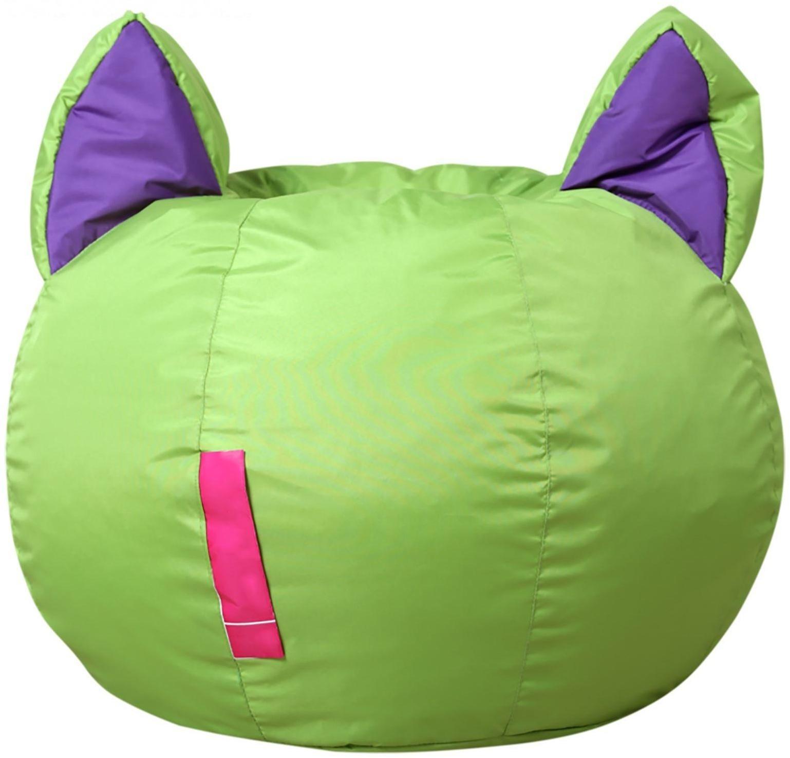 Кресло-мешок Ушастик-Кот d50/h45 цв зеленый/фиолетовый нейлон 100% п/э