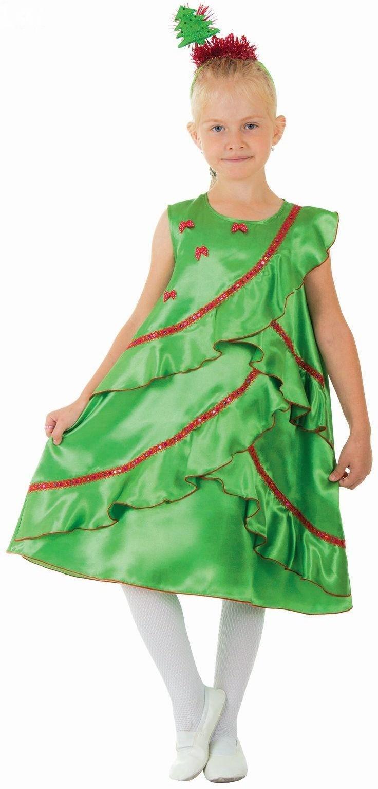 Карнавальный костюм «Ёлочка атласная», платье, ободок, р. 30, рост 116 см