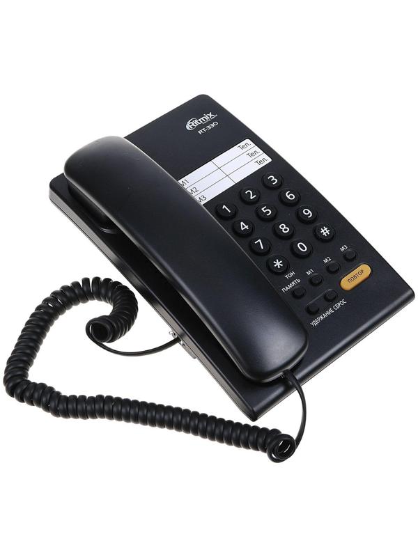 Проводной телефон Ritmix RT-330, мелодия на удержании звонка, Hi-Low, черный
