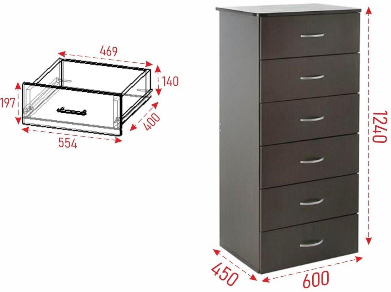 Комод №5, 600х450х1250, Венге темный