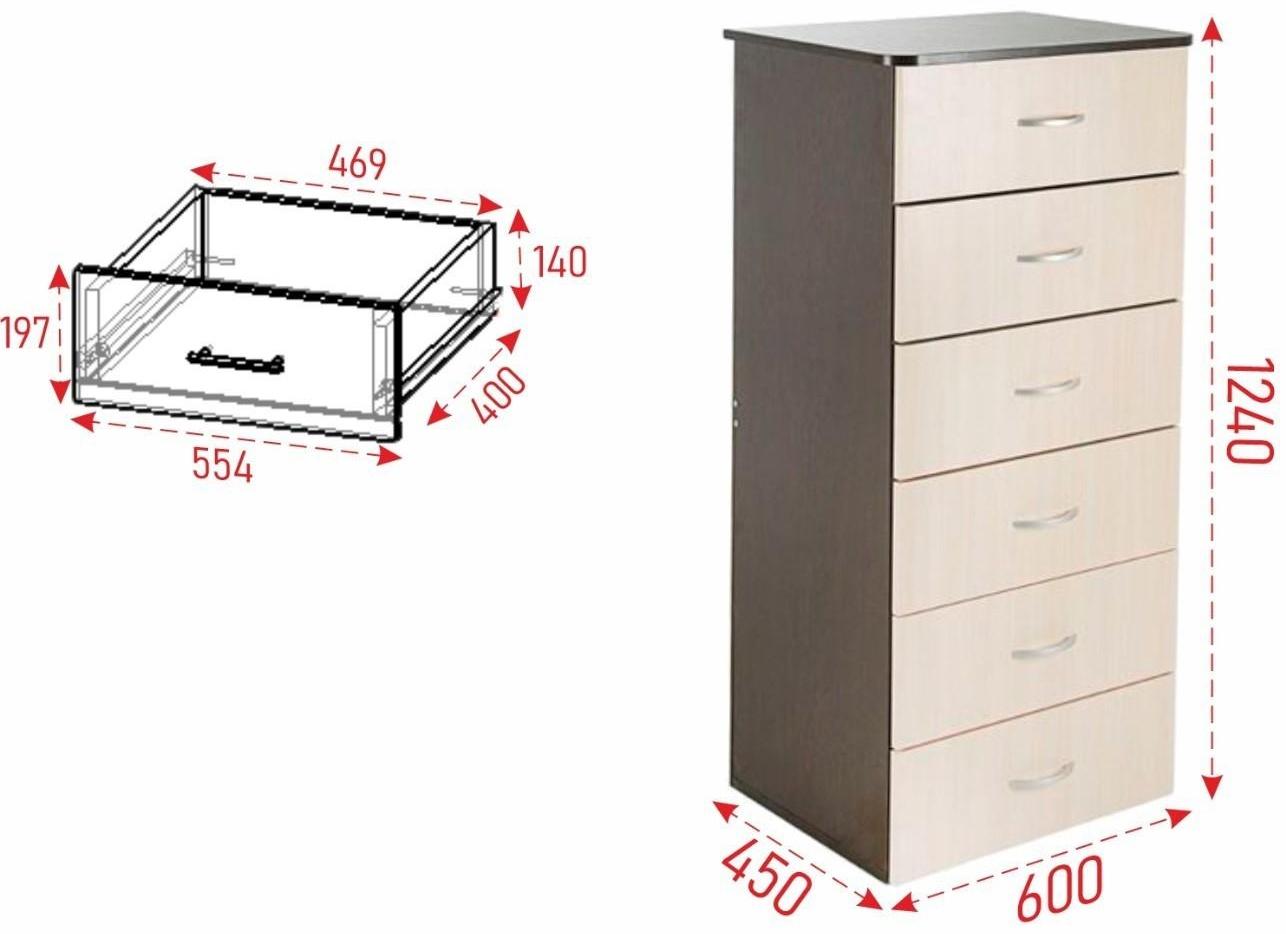 Комод №5, 600х450х1250, Венге темный/Венге светлый