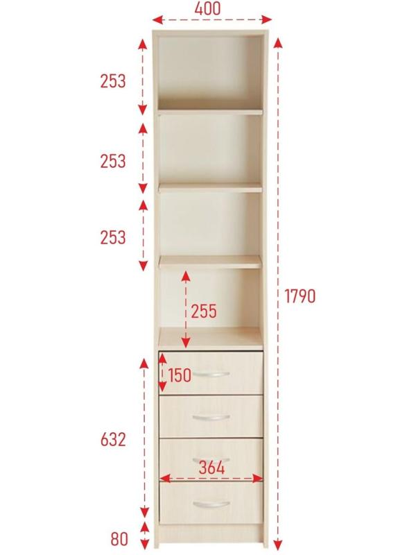 Стойка стола компьютерного, 400х455х1790, Венге светлый