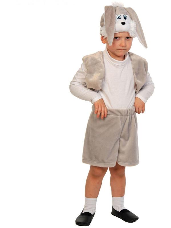 Карнавальный костюм «Зайчик серый», плюш-лайт, жилет, шорты с хвостиком, маска, рост 92-116 см