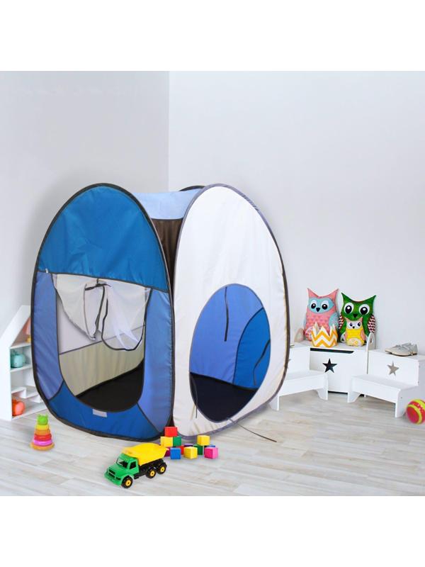 Палатка квадратная «Радужный домик», 4 грани, цв.: коричневый + яркий голубой + голубой + бежевый