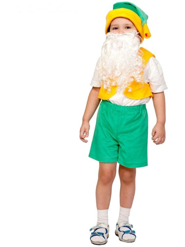 Карнавальный костюм «Гном», плюш лайт, жилет, шорты, колпак, борода, рост 92-116 см