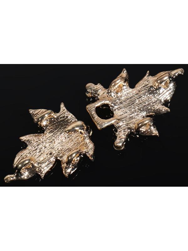 Декоративная застёжка «Листок», 5,1 × 2,3 см, цвет золотой
