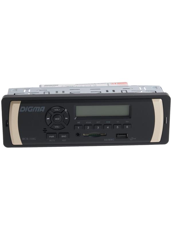 Автомагнитола Digma DCR-110G, 1DIN, 4 x 45 Вт, AUX, SD/MMC, USB