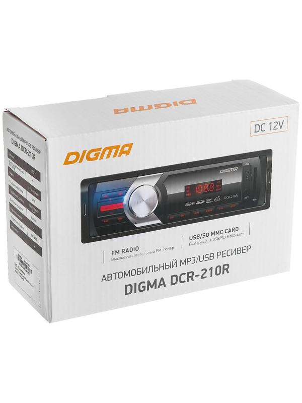 Автомагнитола Digma DCR-210R, 1DIN, 4 x 45 Вт, AUX, USB, SD