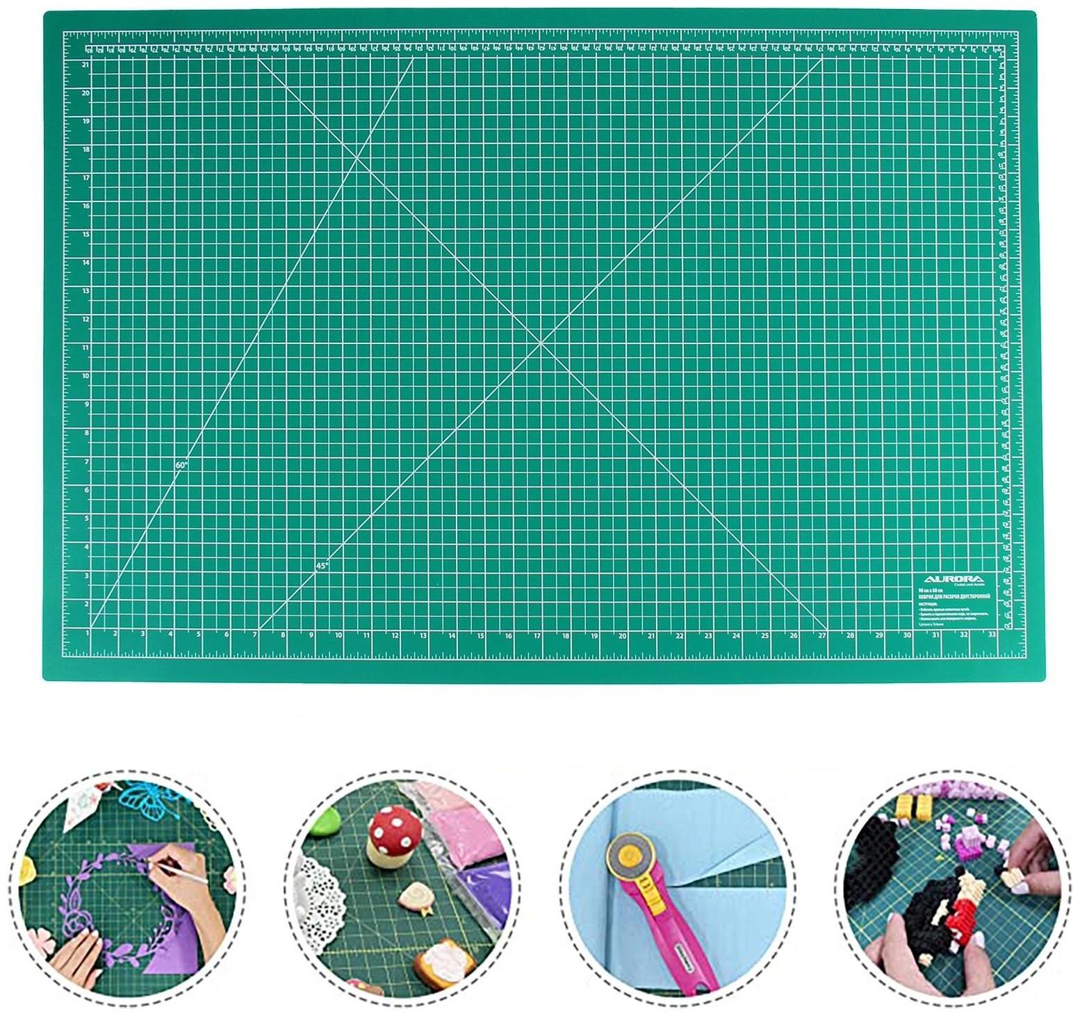 Мат для резки, двусторонний, 90 × 60 см, А1, цвет зелёный, AU-A1