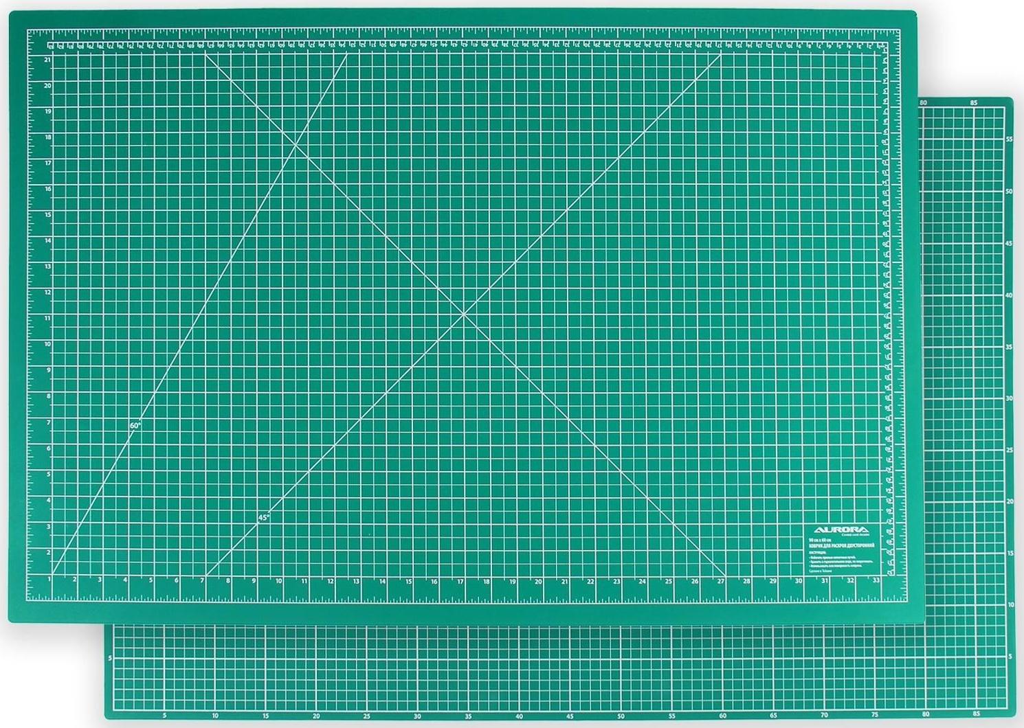 Мат для резки, двусторонний, 90 × 60 см, А1, цвет зелёный, AU-A1