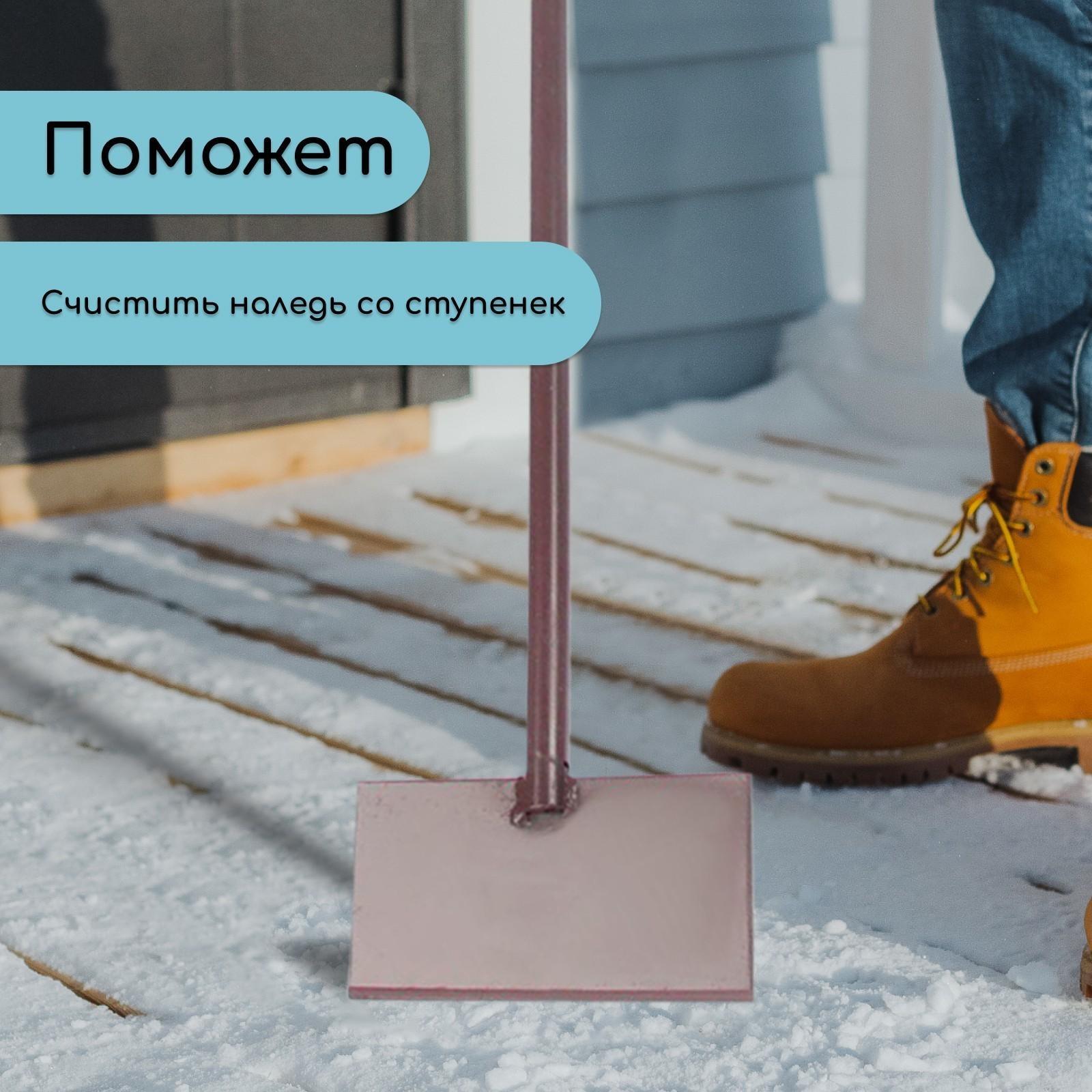 Скребок «Антарктика», 200 × 100 × 4 мм, с металлическим черенком, с пластиковой ручкой