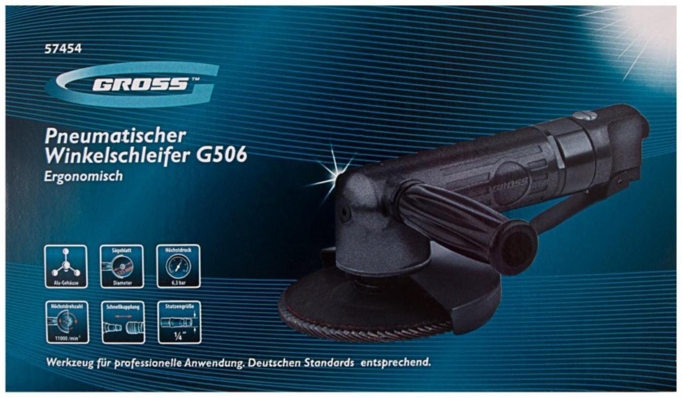 Угловая шлифовальная машина GROSS G506, пневматическая, 5