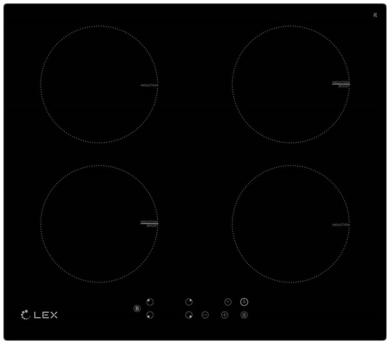 Варочная поверхность Lex EVI 640-1 BL, индукционная, 4 конфорки, сенсор, цвет 