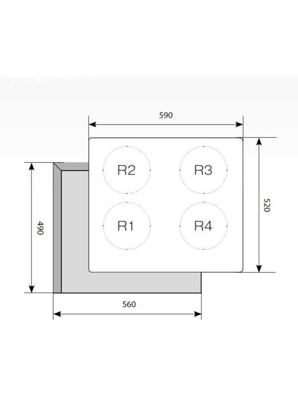 Варочная поверхность Lex EVI 640-1 BL, индукционная, 4 конфорки, сенсор, цвет 