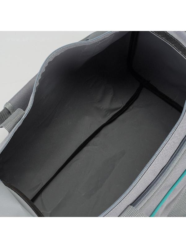 Сумка спортивная на молнии, 3 наружных кармана, цвет серый/бирюзовый