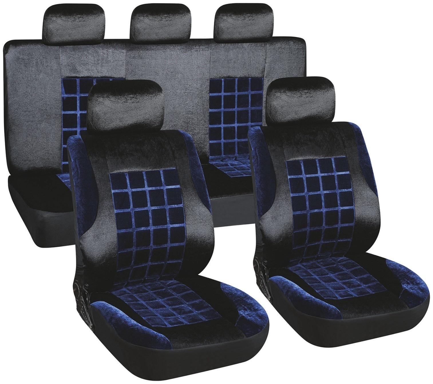 Чехлы на сиденья Skyway FORSAGE, вельвет, черно-синий, 9 предметов, S01301155