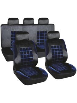 Чехлы на сиденья Skyway FORSAGE, вельвет, черно-синий, 9 предметов, S01301155