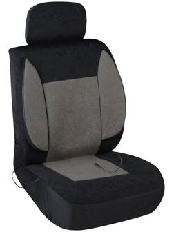 Чехлы сиденья Skyway с подогревом, велюр, 12 В, 116х56 см, 2,5-3 А, черно-серый, S02202006