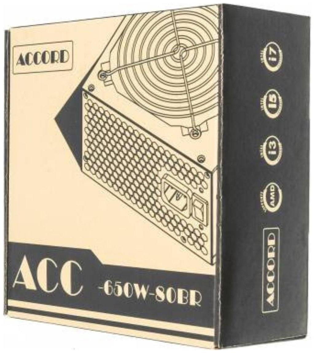 Блок питания Accord ATX 650W ACC-650W-80BR 80+ bronze (24+4+4pin) 120mm fan 6xSATA RTL