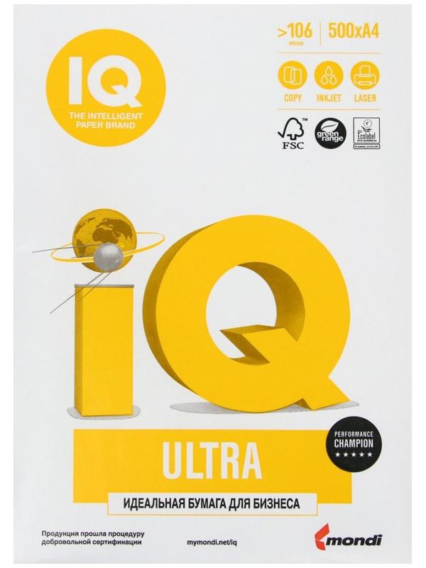 Бумага А4 500 л, IQ Ultra, 80 г/м2, белизна 168% CIE, класс А+ (цена за 500 листов)