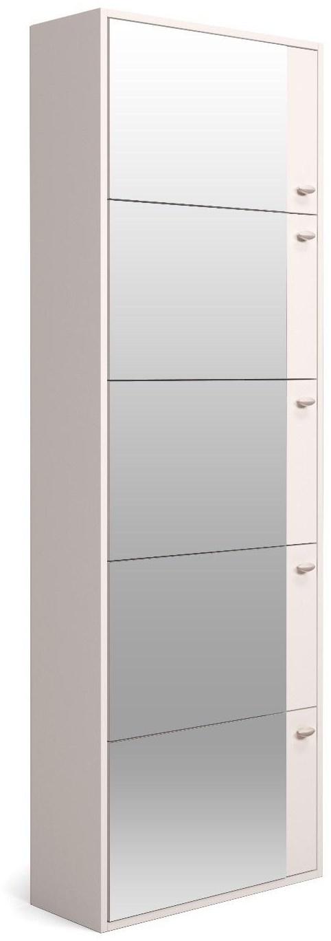 Обувница Родная 5 ящиков с зеркалом, 600х230х1780, Белый