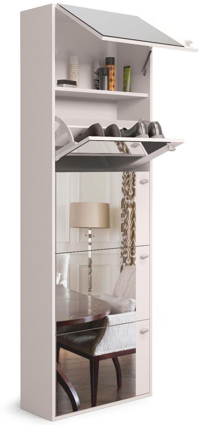 Обувница Родная 5 ящиков с зеркалом, 600х230х1780, Белый