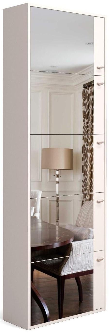 Обувница Родная 5 ящиков с зеркалом, 600х230х1780, Белый