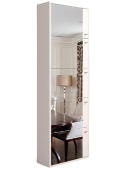 Обувница Родная 5 ящиков с зеркалом, 600х230х1780, Белый