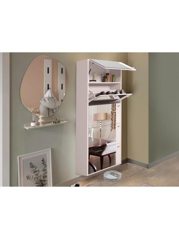 Обувница Родная 5 ящиков с зеркалом, 600х230х1780, Белый