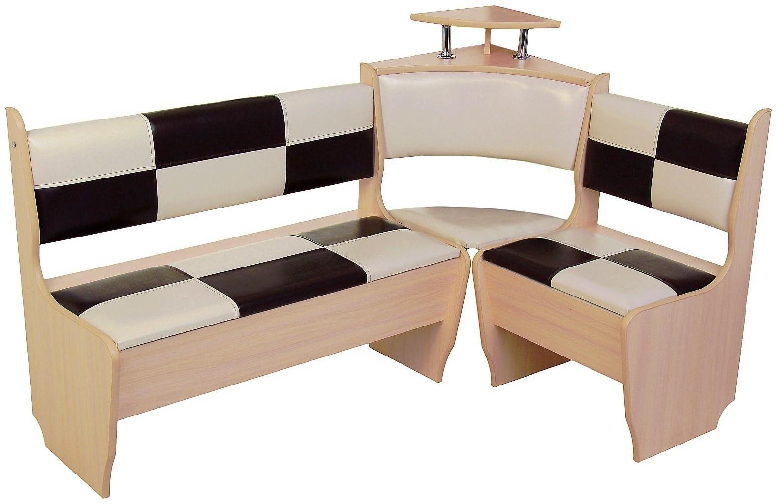 Кухонный уголок Домино стандарт, 1500х1000х880, Дуб млечный/Кож.зам