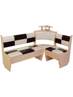 Кухонный уголок Домино стандарт, 1500х1000х880, Дуб млечный/Кож.зам