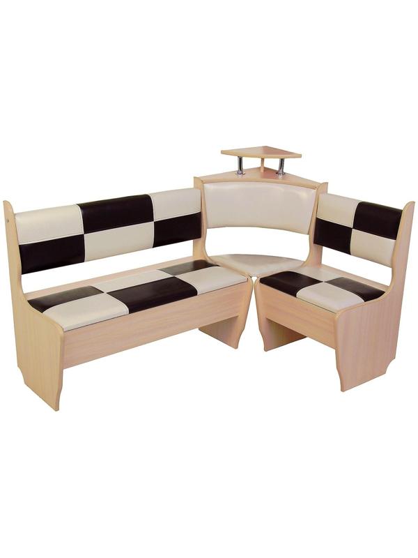 Кухонный уголок Домино стандарт, 1500х1000х880, Дуб млечный/Кож.зам