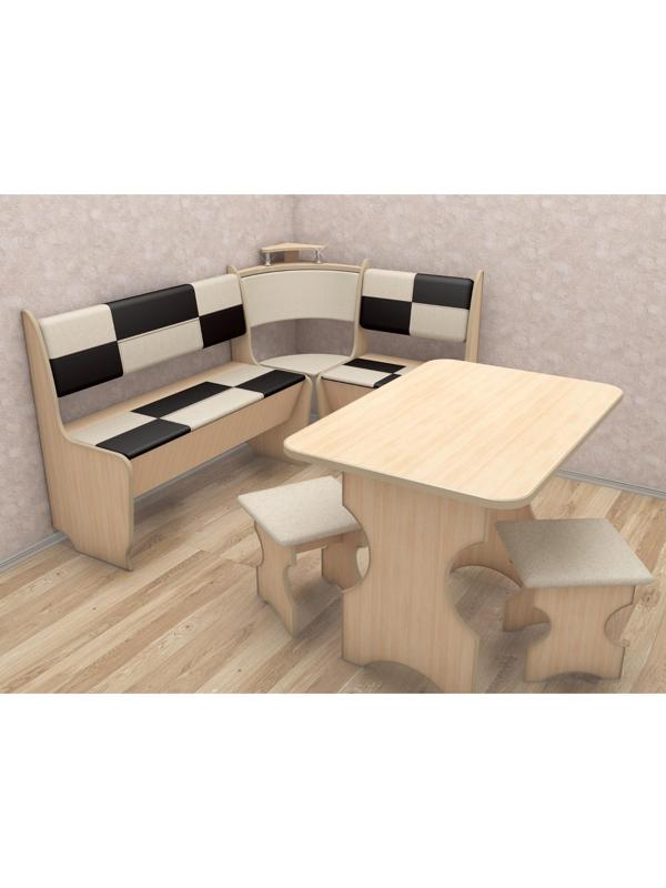 Кухонный уголок Домино стандарт, 1500х1000х880, Дуб млечный/Кож.зам