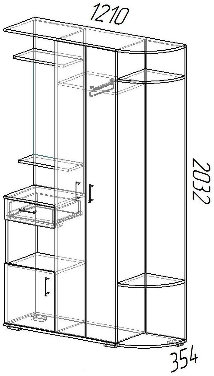 Прихожая Виза, 1200х354х2032, Венге/Лоредо