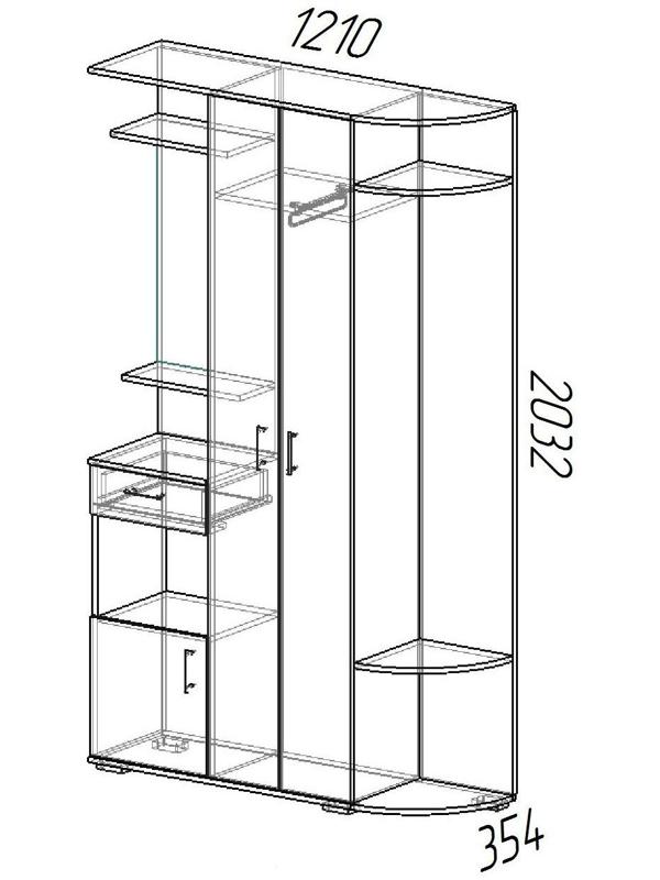 Прихожая Виза, 1200х354х2032, Венге/Лоредо