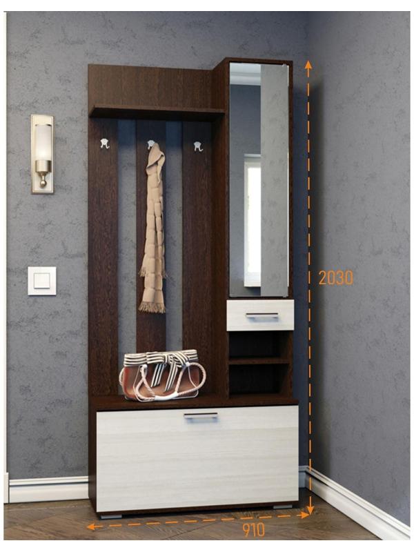 Вешалка с зеркалом (вз910), венге / лоредо