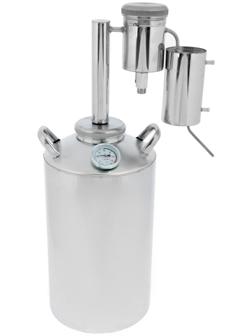 Дистиллятор «Лидер», 20 л, большой разборный сухопарник со сливом, термометр