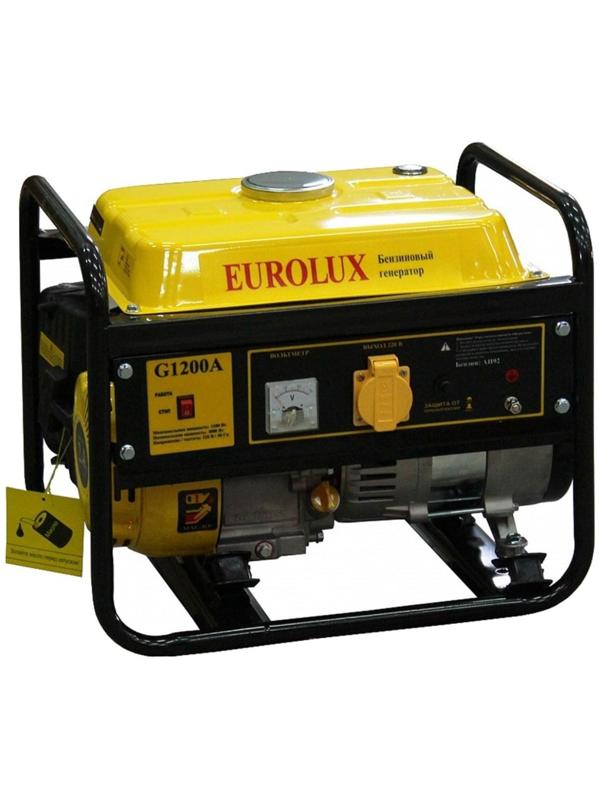 Электрогенератор Eurolux G1200A, бензиновый, 1/1.1 кВт, 220 В, 2.4 л.с., 6 л, ручной старт