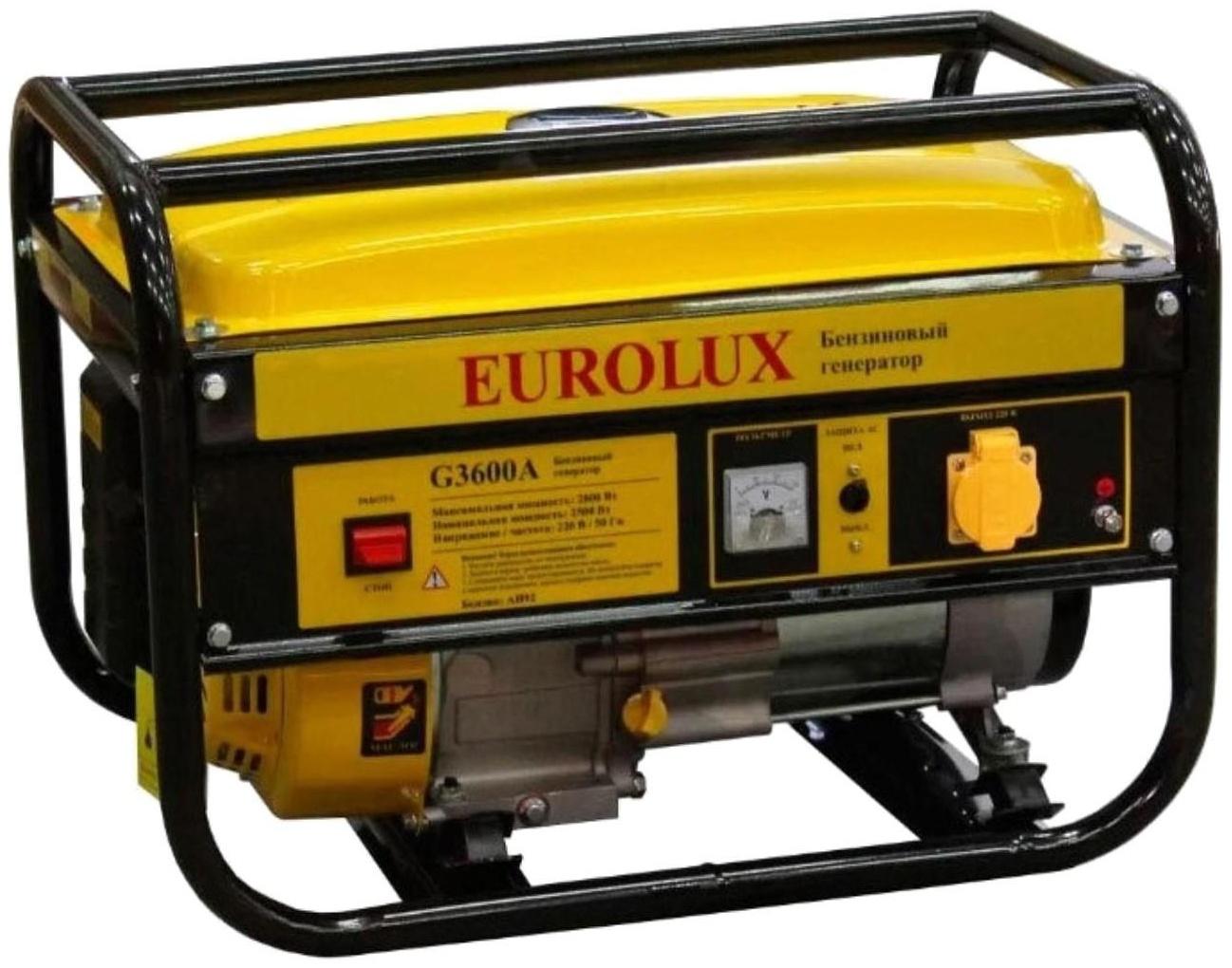 Электрогенератор Eurolux G3600A, бенз., 2.8 кВт, 6.5 л.с., 15 л, ручной старт