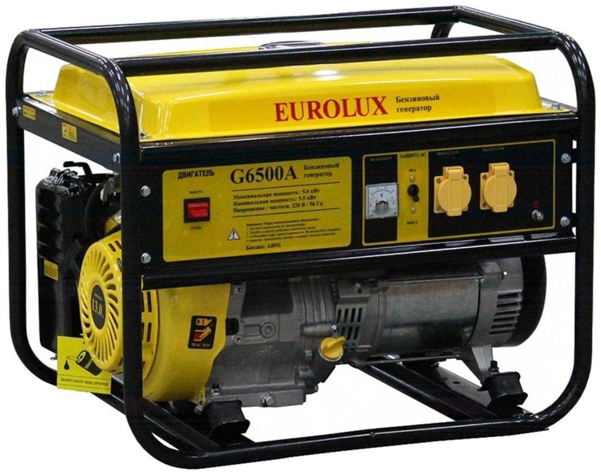 Электрогенератор Eurolux G6500A, бензиновый, 5/5.5 кВт, 220 В, 13 л.с., 15 л, ручной старт
