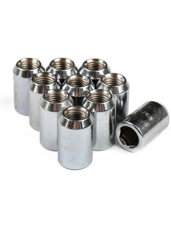 Гайка 12 х 1,5 мм, высота 32, под шестигранник, хром, набор 20 шт